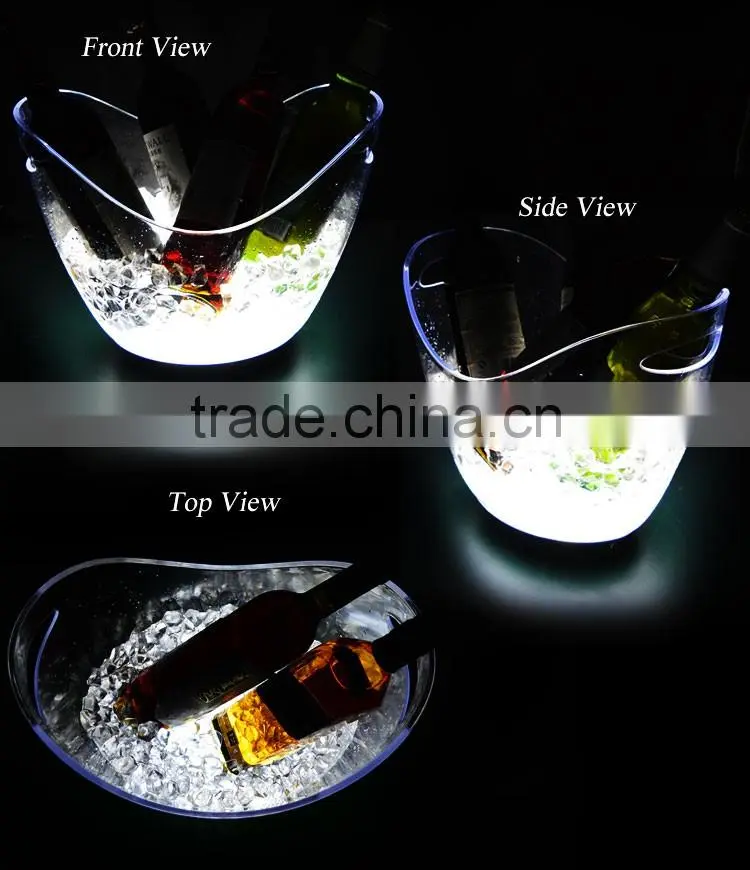 2016 customize rechargeable battery powered illuminated acrylic plastic led ice bucket