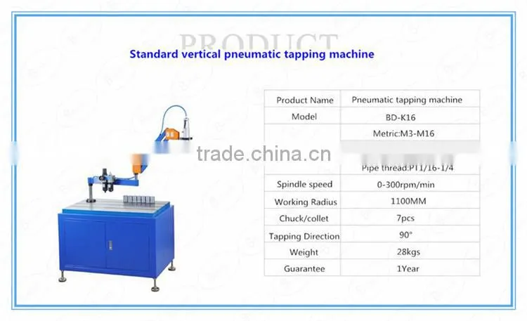 Pneumatic Nut Tapping Threading Machine For M3 M16