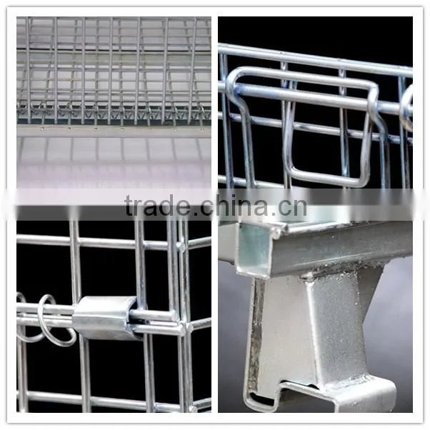 Large stack welded pallet wire mesh lockable rolling cage