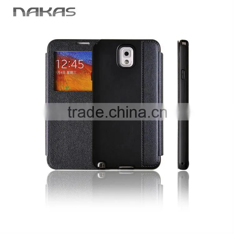 window smart view leather flip phone cover for Samsung galaxy note 3