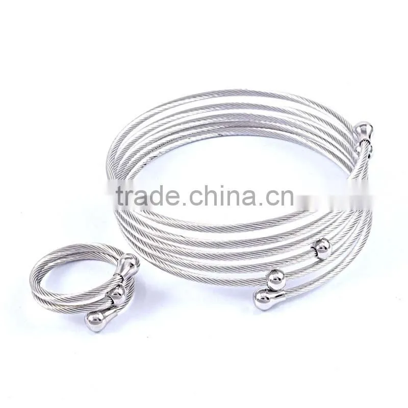 2016 hot new arrivals bangles stainless steel wire multilevel bracelet jewelry sets