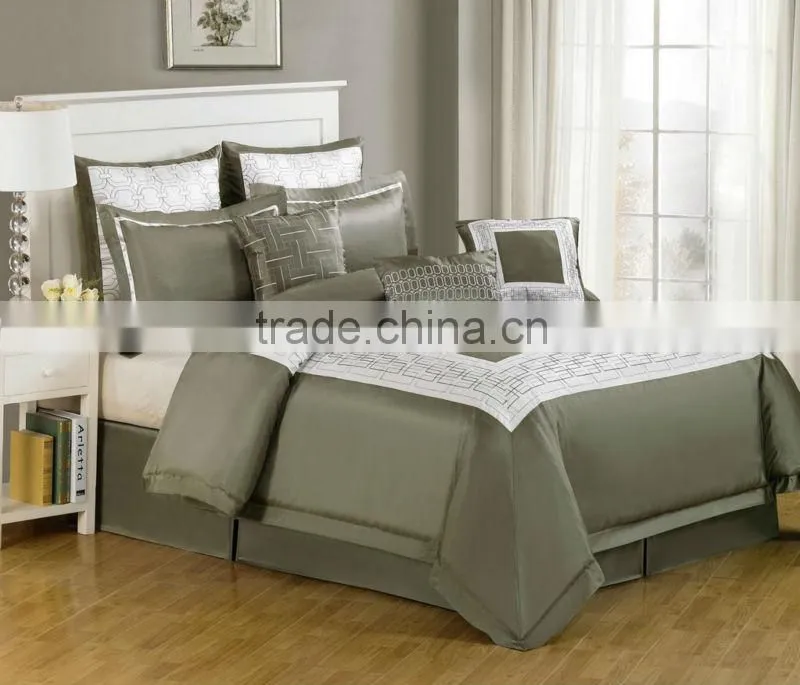 100% polyester patchwork queen olive duvet cover comforter set
