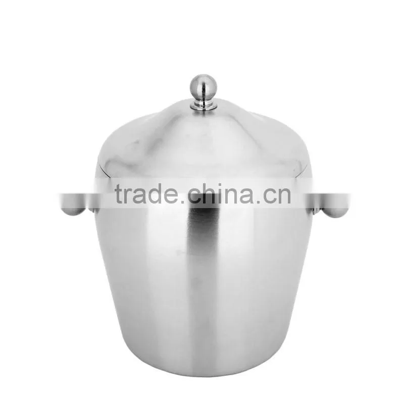 Modern bar coolers ice tong double wall stainless steel mini ice bucket metal with lid