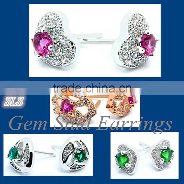 Simple styles width 6*6mm CZ diameter 925 silver jewlery wholesale rhodium plated men's earrings
