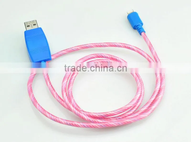 2015 hot selling Micro USB Data Cable with LED light for Iphone/Ipad