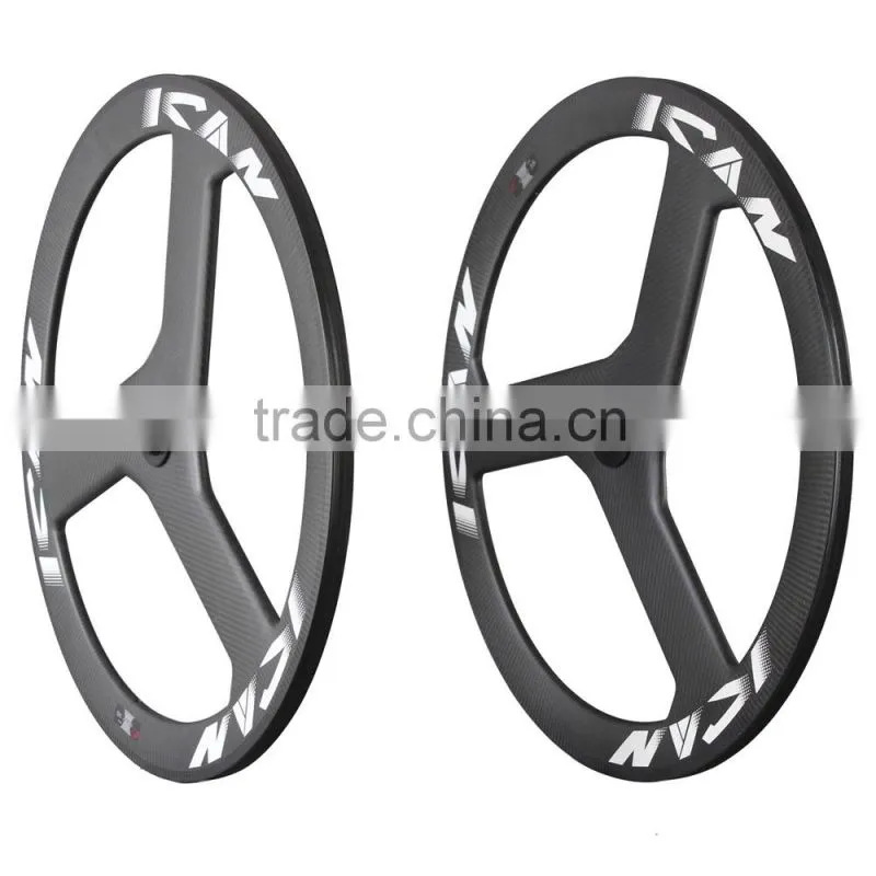 Good quality Tri-spoke bike wheels carbon 3 spoke track bicycle wheel