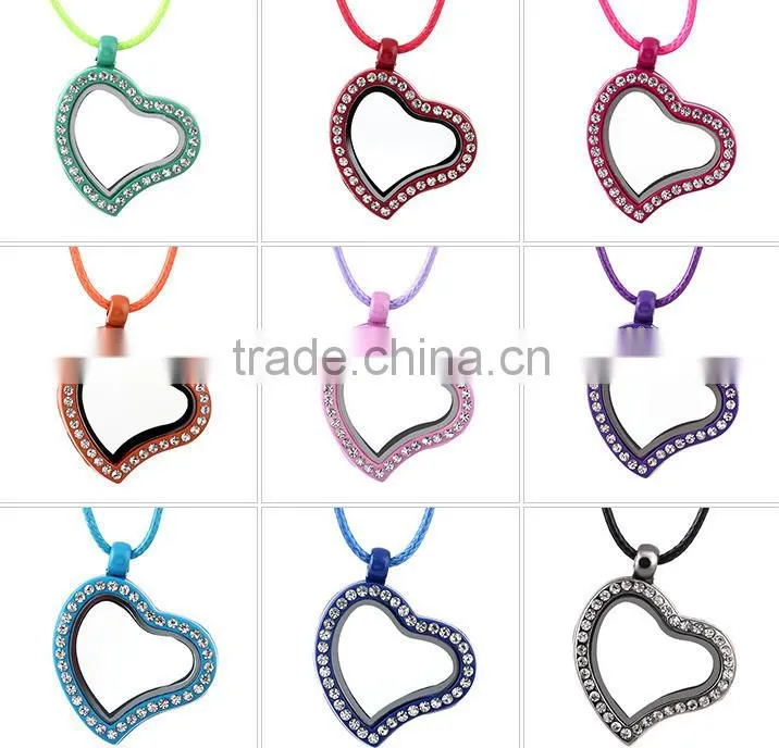 Smooth heart various locket yiwu jewelry manufacturer fashion jewelry with full crystal rhinestone