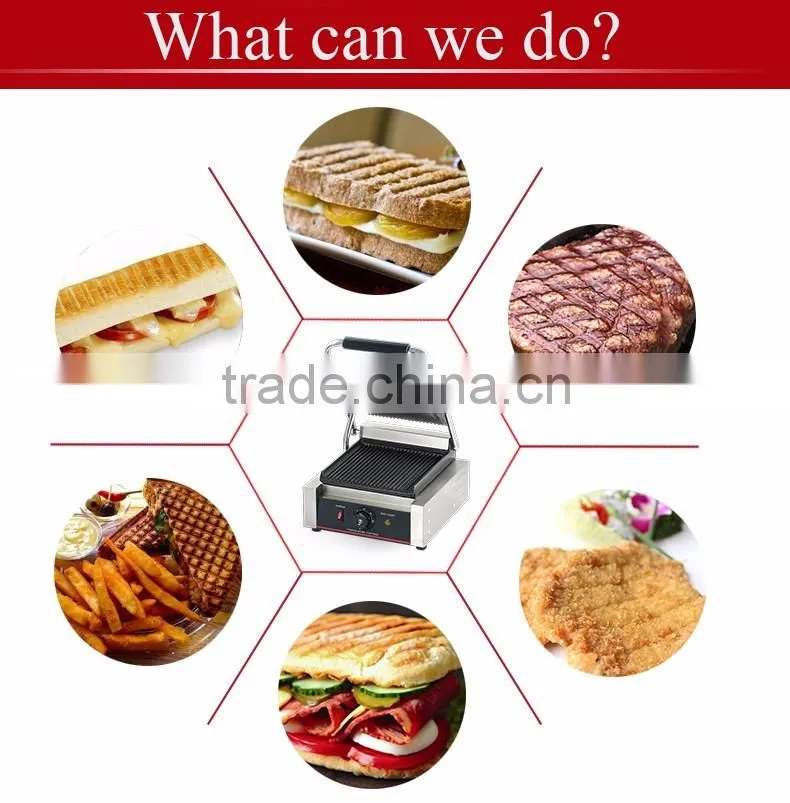 hotel kitchen equipment samll stainless steel electric panini contact grill for sale EGD-14