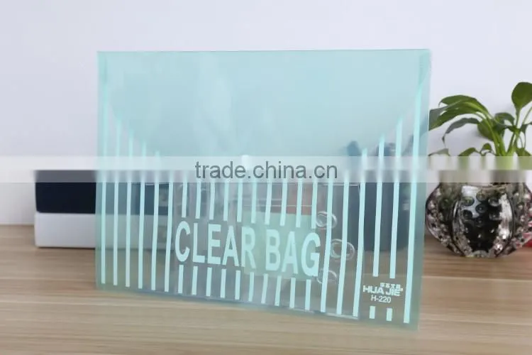 PP office stationery plastic transparent A4 Document wallet with button lock