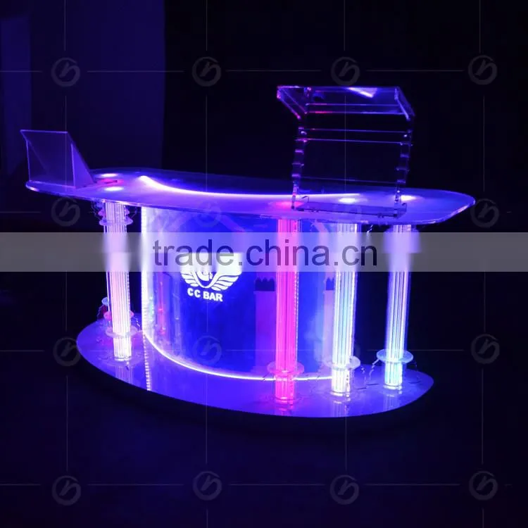 night bar acrylic LED table designs, night club dj facade, night bar booth