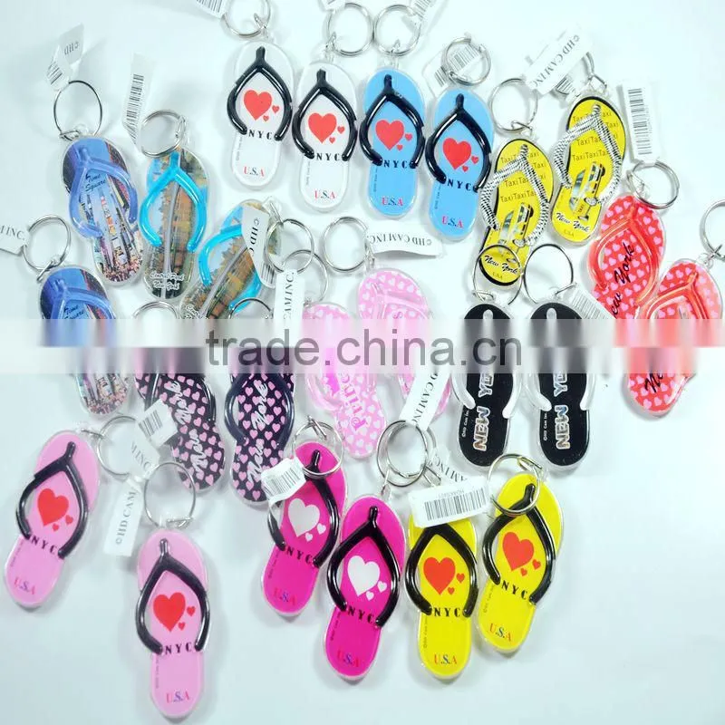 Custom printed acrylic charms/acrylic flip flop keychain for promotional souvenir gift