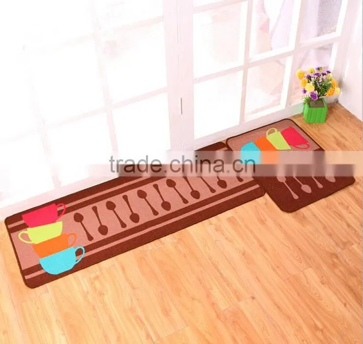 The New Design Coffee Cooking Theme Loop Pile Polyester Printing Kitchen Door Floor Mat Rug Carpet