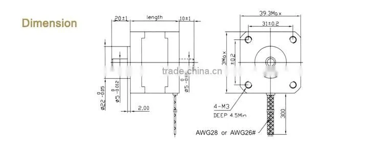 39mm Hybrid Stepper Motor/ 1.8 Degree Hybrid Stepping MotorXY39ST20-0404A