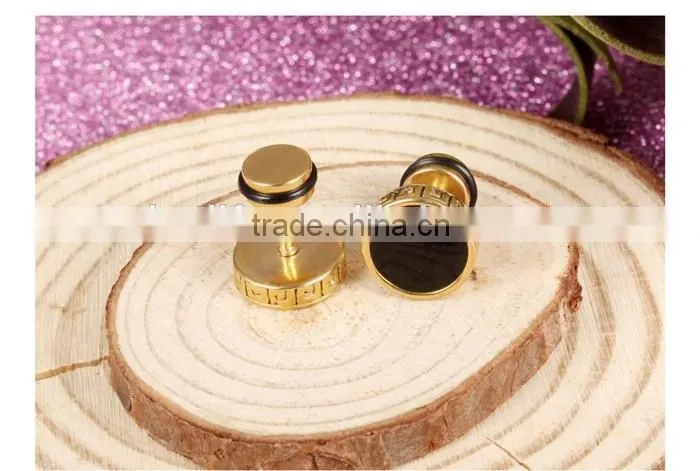 stainless steel man fashion design round shaped earrings