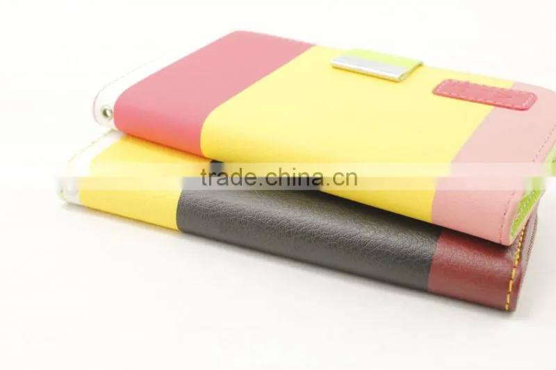 Colorful PU leather book case for iphone 5 with Card Slots inside