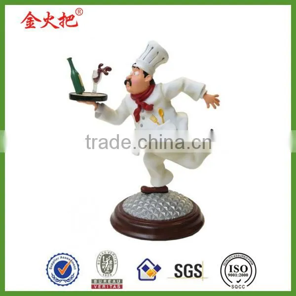 New product polyresin 12Hign,7Wide chef Wine Bottle Holder Barware Decor