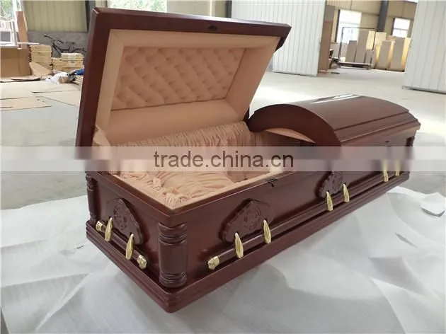 Mahogang material imported from US luxury solid wood funeral coffin casket