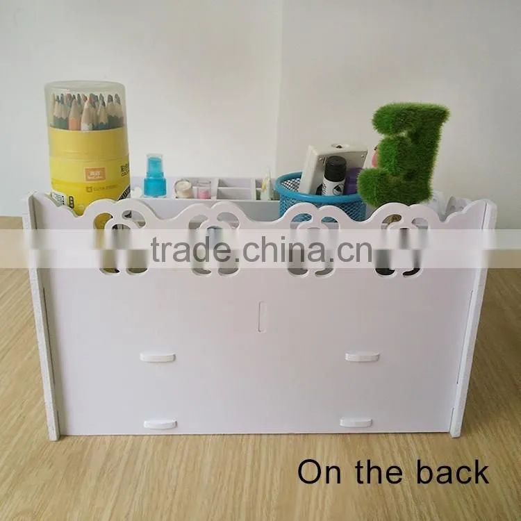 White Cosmetic Wooden Box With Drawer For Girls Design Wholesale Carved Boxes