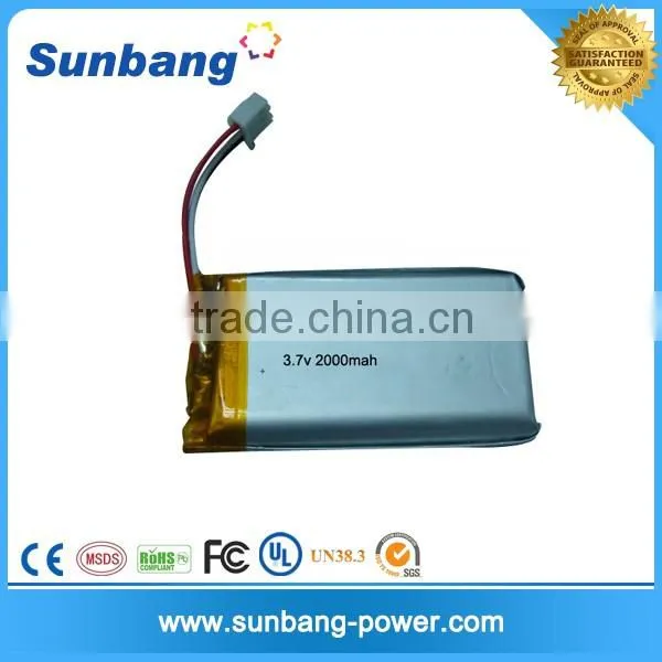 Custom smart rechargeable 3.7v li-polymer 585460 2000mah battery