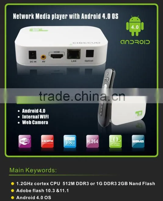 Best Android 4.0 PC Smart TV Box HD IPTV Player google tv remote