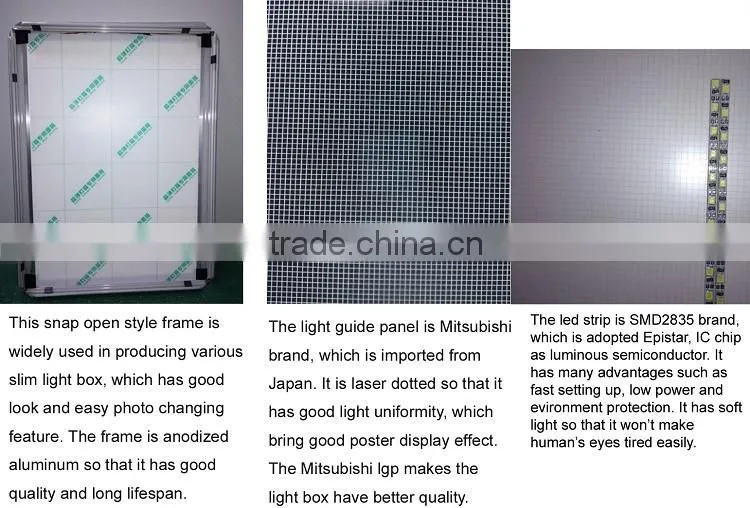 Lighted movie poster frame ultra thin led display light box photo frames designs
