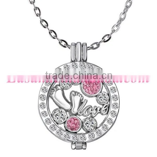 Latest design crystal locket pendant necklace