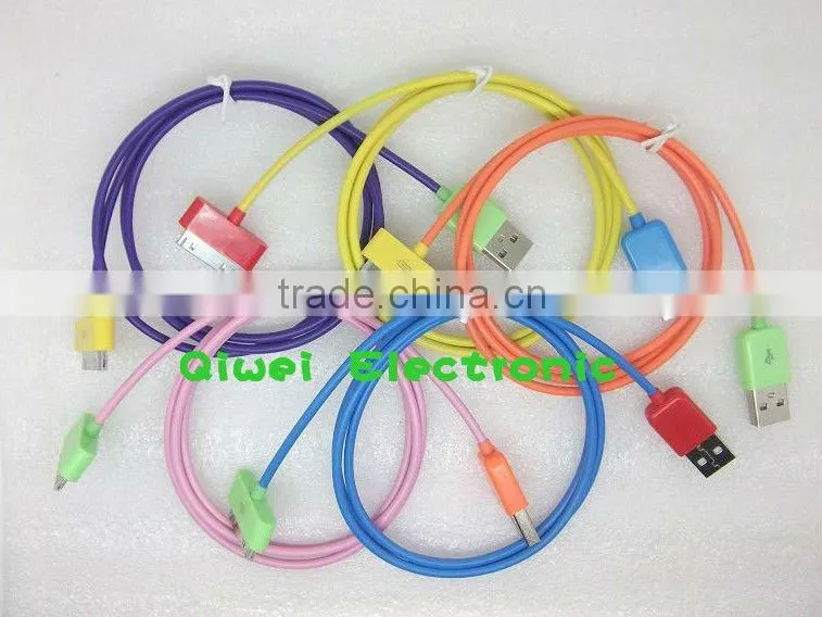 colorful usb data charger cable for iphone/ipad/ipod