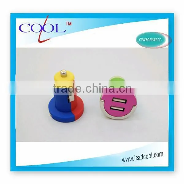 Multipurpose Colorful Dual USB Car Charger for iPad and Smart Phone