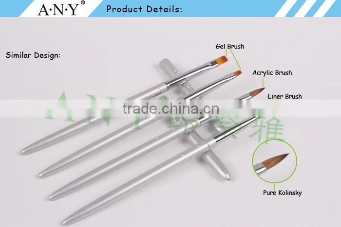 ANY Nail Art Crystal UV Gel Builder Using Metal Handle Flat Nail Brush UV Gel Beauty