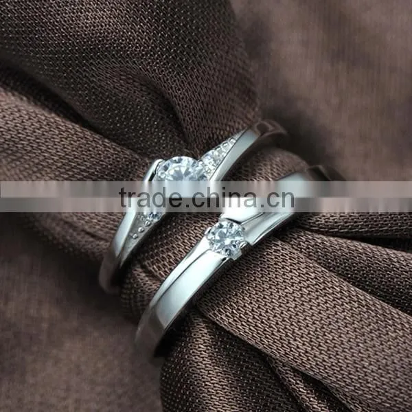 Factory Wholesale S925 Silver AAA cubic zircon Couple rings opening shape fashion gift