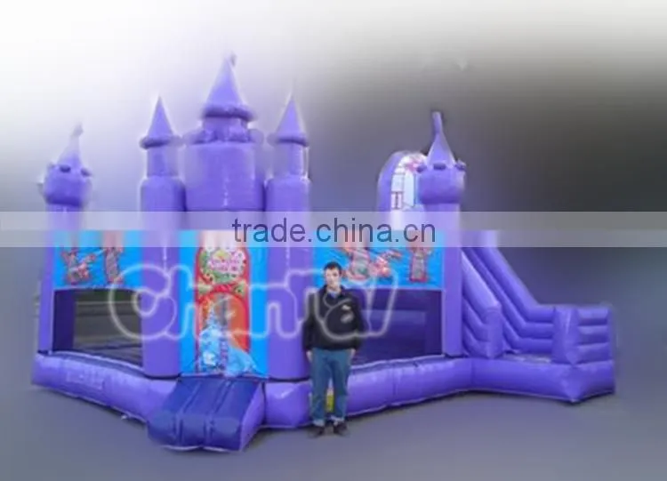 Cheap purple color bouncy castle slide prices, inflatable inflatable combo bouncers for sale