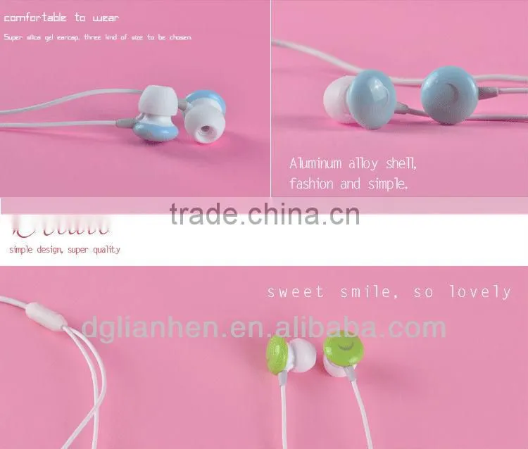 ULDUM cheap stereo smile in-ear headphone with mic for mobile phone mp3 mp4