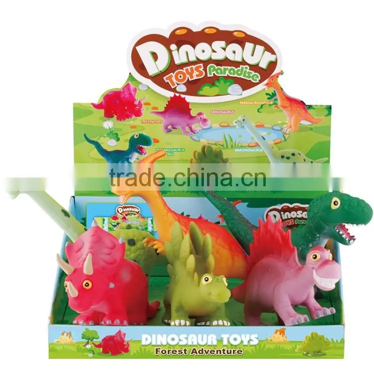 6pcs 10 inch cartoon vinyl soft plastic dinosaur toys
