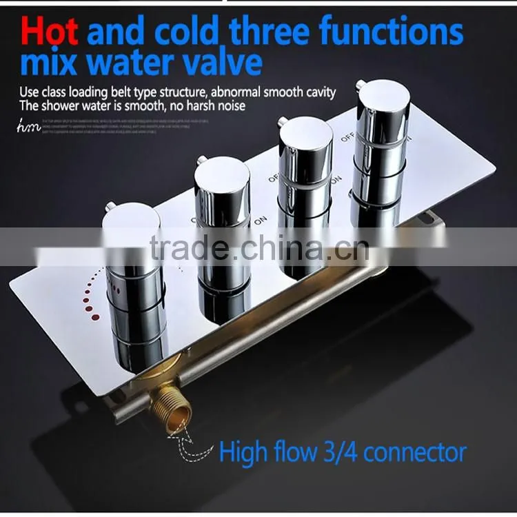 Contemporary High Pressure 4 Handle 3 Way In Wall Bath Shower Faucet Hot Cold Mixing Water Control Valve