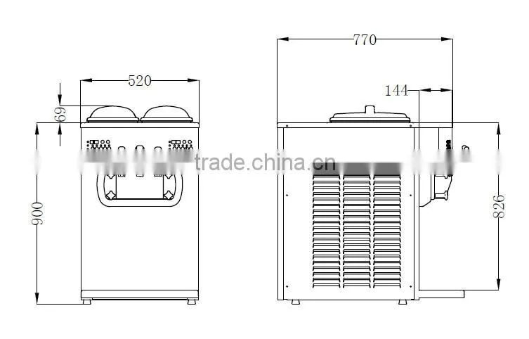 wholesale factory price 2+1mixed flavours mobile soft serve ice cream machine taiwan