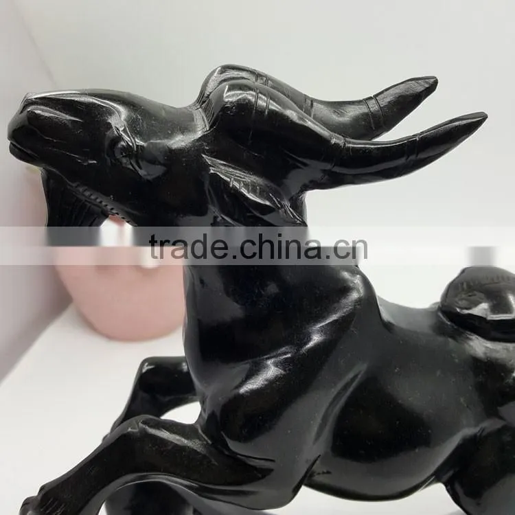 Obsidian sheep figurine Chinese zodiac animal carvings