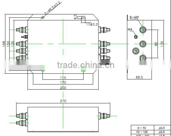 Low Pass High Quality AC line filter,100A 380V three phase