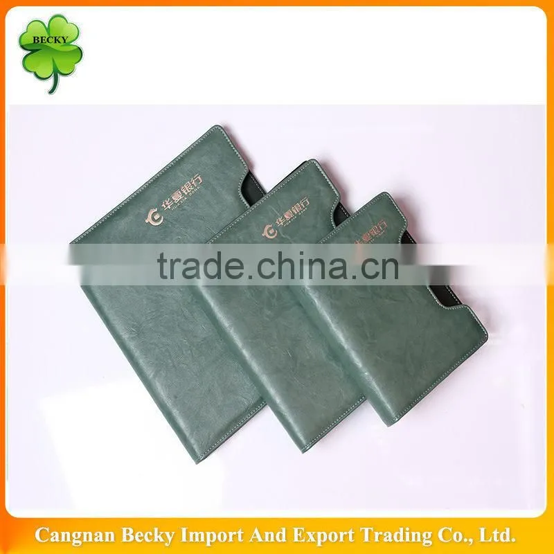 Special bank advertisement green soft imitation leather office gift notepad/organizer/planner/notebook/diary