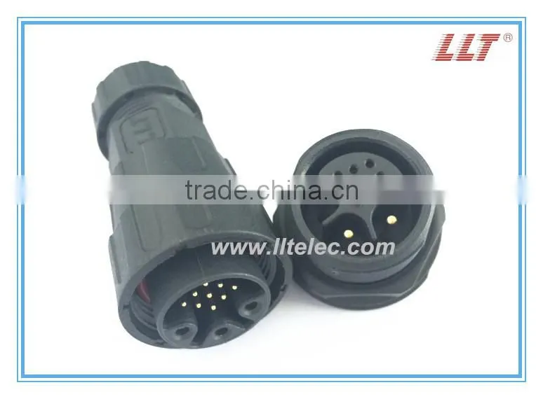 3 male 9 female pins front panel mount waterproof connector