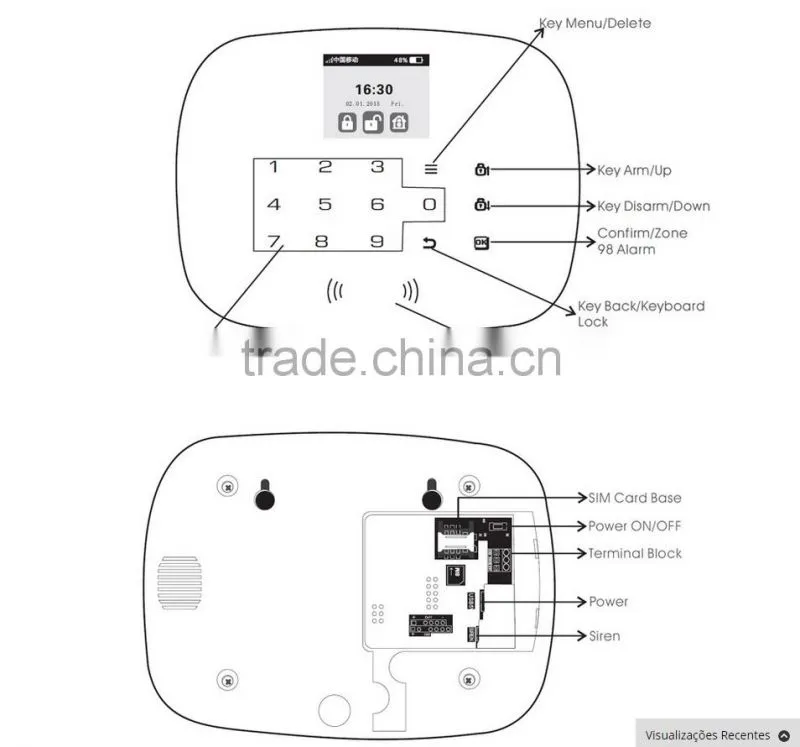 Wireless Touch RFID Color display wireless gsm alarm system with Android and IOS App