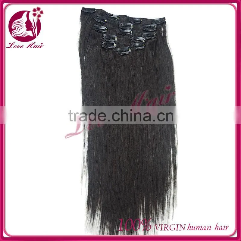 Highest Feedback Wholesale In Stock Straight Unprocessed 100% Chinese hair Clips hair Extensions