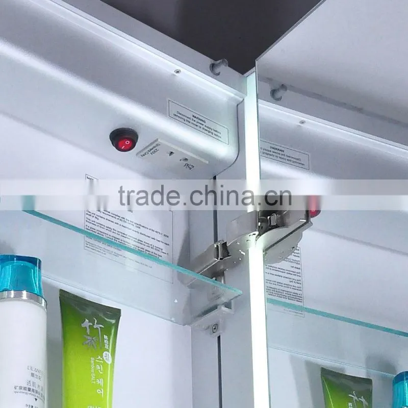 DUBAI Luxury Wall mounted waterproof Illuminated aluminum bathroom mirror cabinet with led light