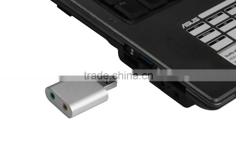 Greeting card sound to 3D Virtual Audio suond card Aadapter 7.1 CH with 3.5mm Stereo Headphone/Speaker and Mono Microphone Jacs