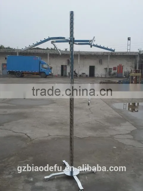 high quality 2 tiers 4way clothing display stand,garment rack supplier