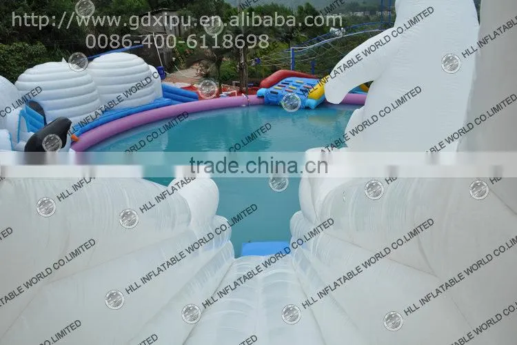 Inflatable water park combo slide and bouncy