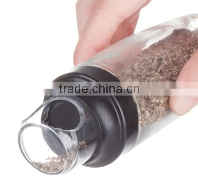SINOGLASS 6 pcs 90ml measured cap glass salt and pepper spice jar rack set