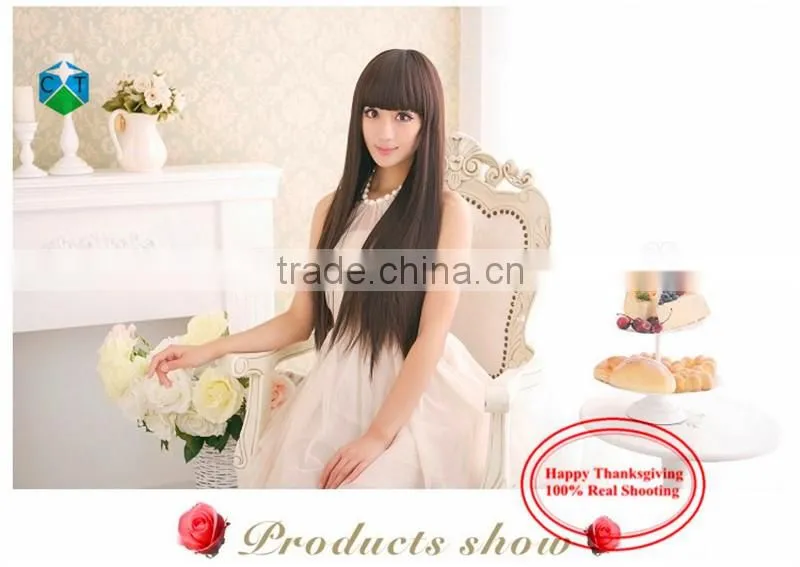 Neat Bang Shave Hair High Temperature Silk Fluffy Long Straight Wig Set Of Spot Female Wig