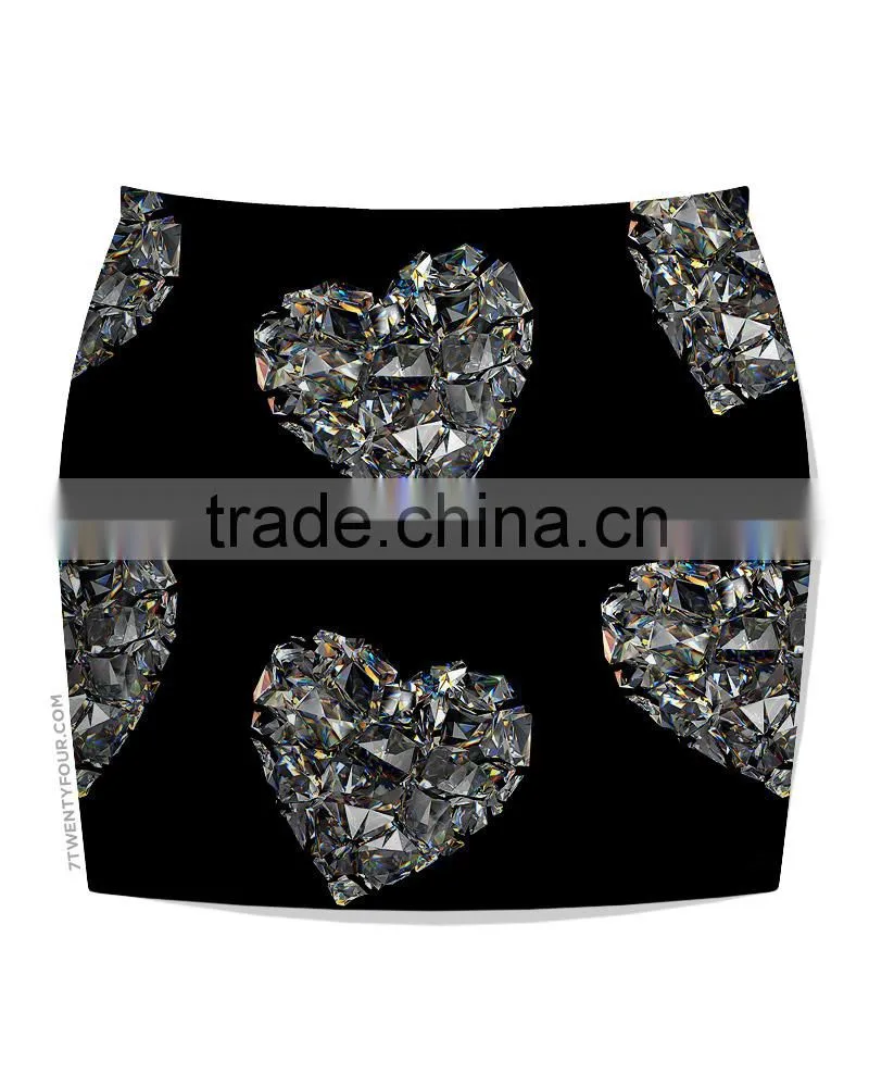2015 Women Mini Skirt Heart Sublimation Printing Pencil Skirt N20-4