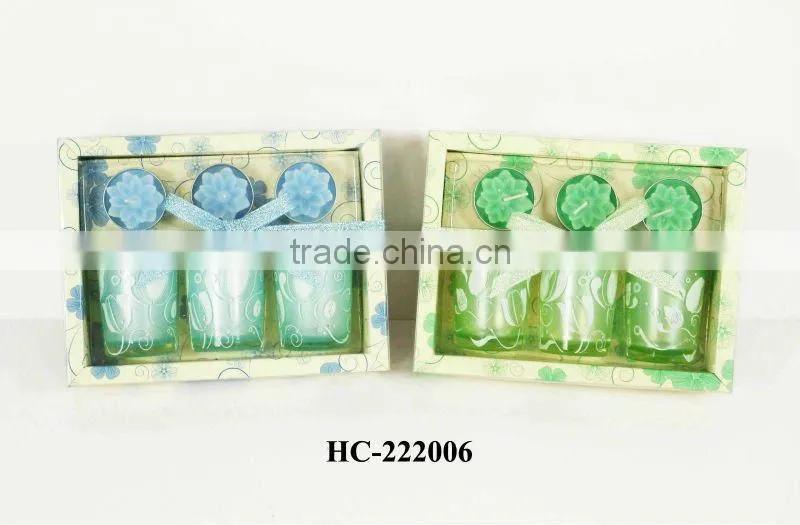 flower tealight candles and incense with incense holder gift set