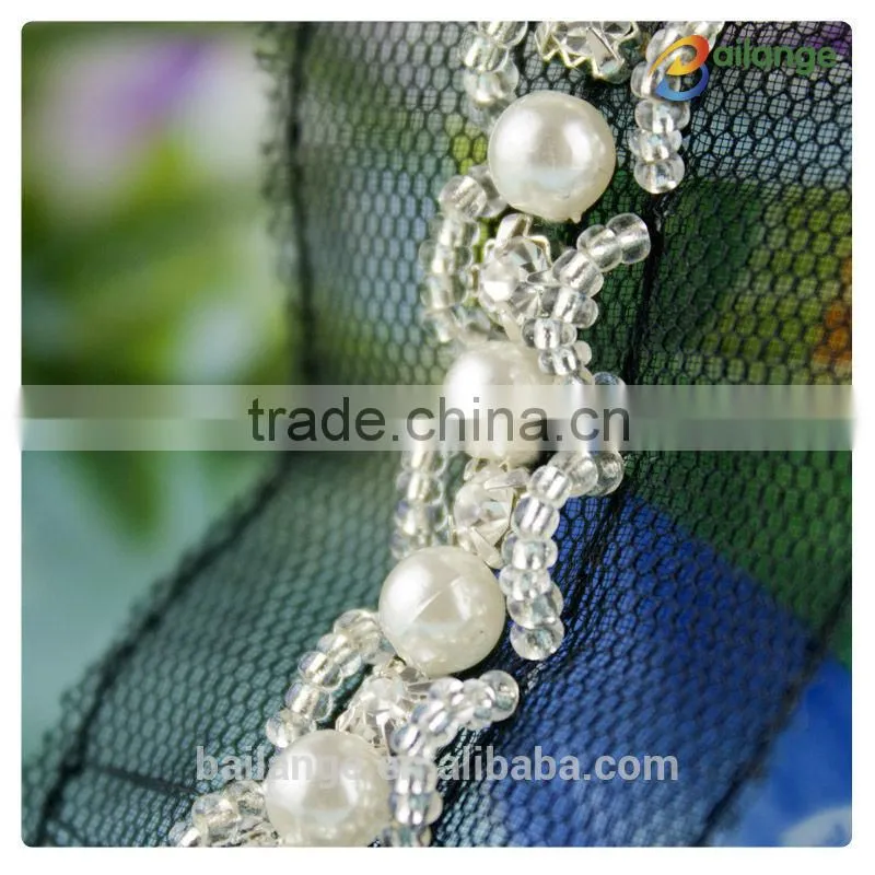 2015 latest style korean fashion beaded lace trim wholesale in guangzhou